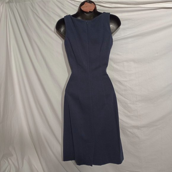 MM Lafleur Womens Lydia Navy Twisted Shoulder Sleeveless Sheath Dress Si… - Picture 2 of 4